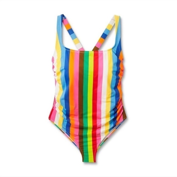 NWOT Tabitha Brown X Target Striped Rainbow One Piece Swimsuit - Picture 3 of 4